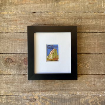 Vivid Vintage Hotel Vancouver Framed Vintage Luggage Label