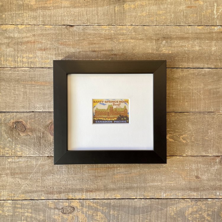 Vivid Vintage Banff Springs Hotel Framed Vintage Luggage Label