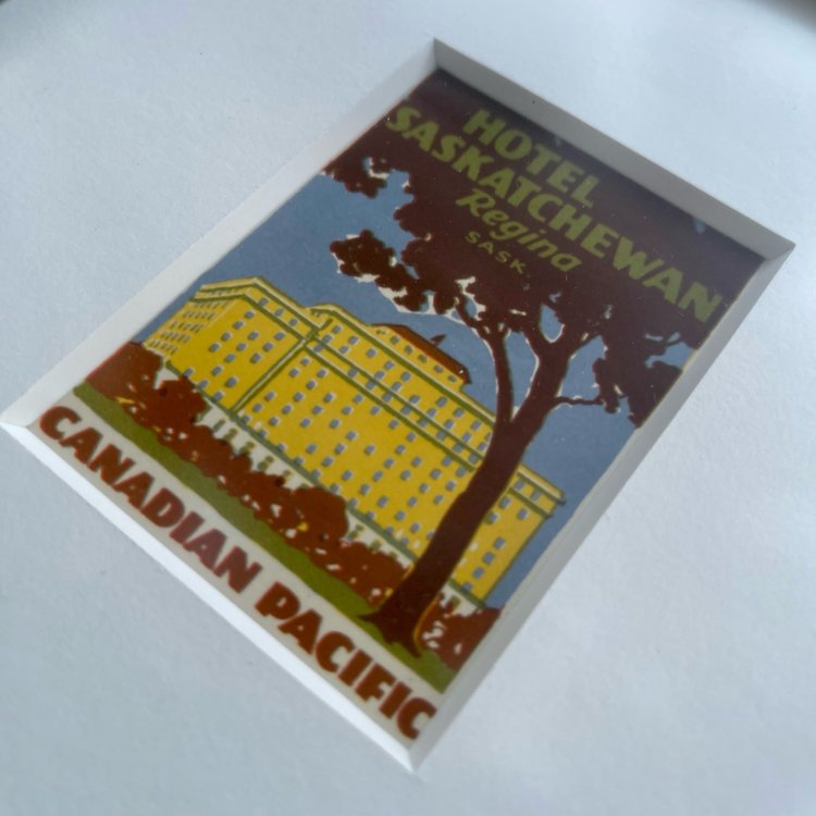 Vivid Vintage Hotel Saskatchewan Framed Vintage Luggage Label