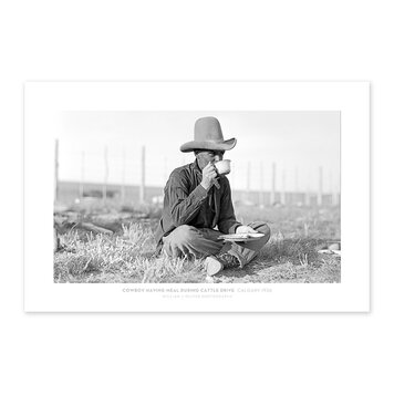 Vivid Archives Cowboy Having Meal During Cattle Drive Calgary 1926