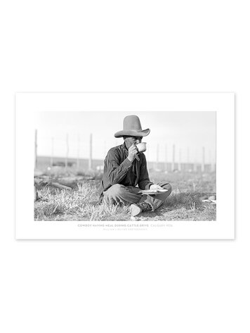 Vivid Archives Cowboy Having Meal During Cattle Drive Calgary 1926