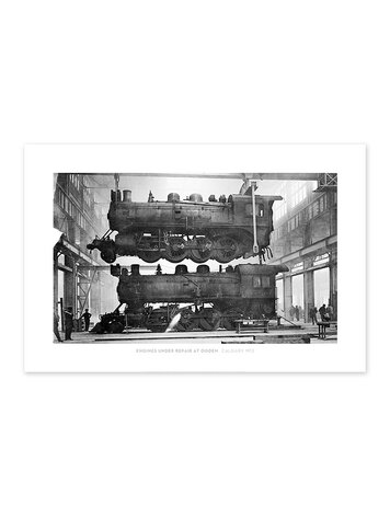 Vivid Archives Engines Under Repair at Ogden Calgary 1913