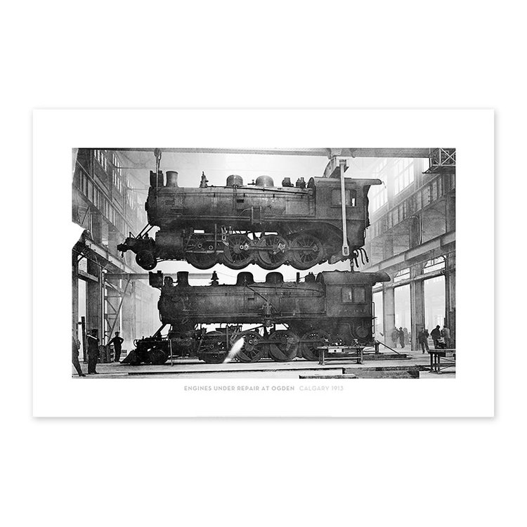 Vivid Archives Engines Under Repair at Ogden Calgary 1913