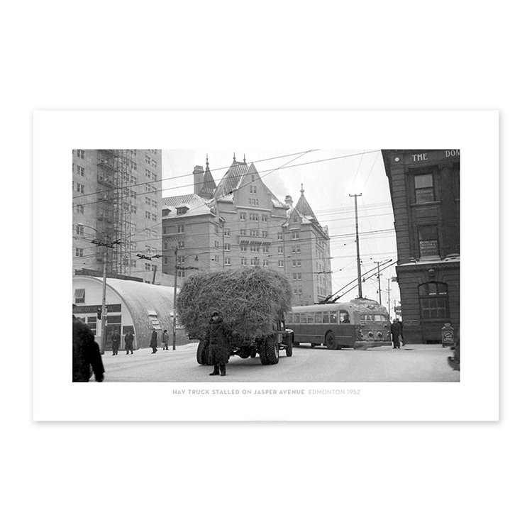 Vivid Archives Truck of Hay Stalled on Jasper Avenue January 20, 1952