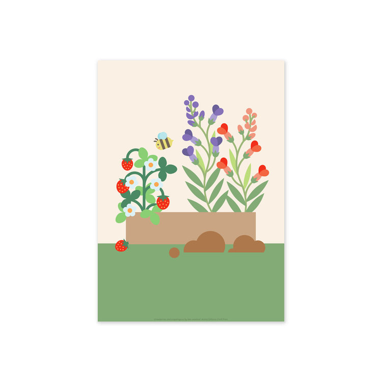 Bee Waeland Strawberries and Snapdragons