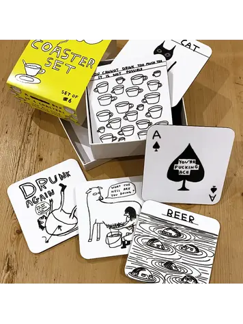 David Shrigley Shrigley Coaster Set of 6 Mixed Designs (Set 1)