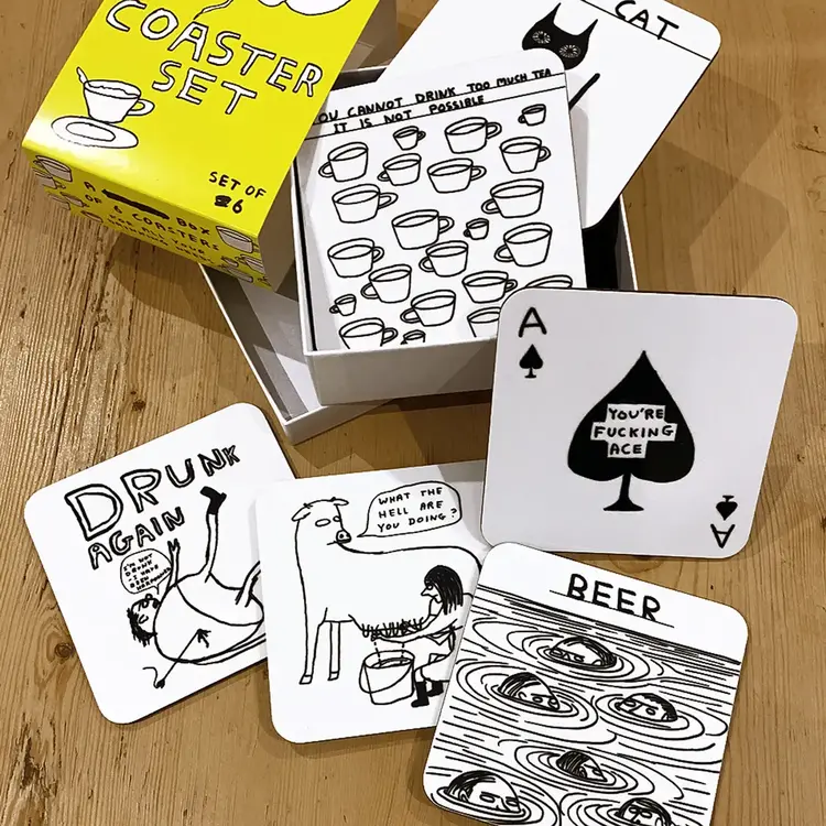 David Shrigley Shrigley Coaster Set of 6 Mixed Designs (Set 1)