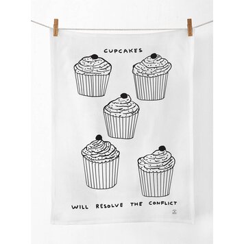 David Shrigley Cupcakes Tea Towel