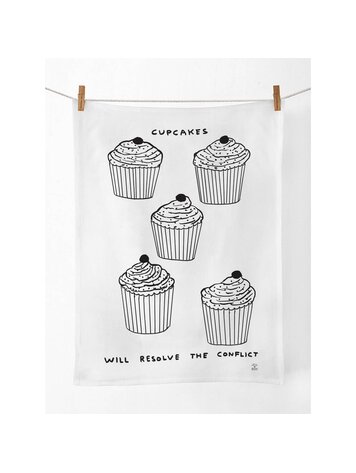 David Shrigley Cupcakes Tea Towel