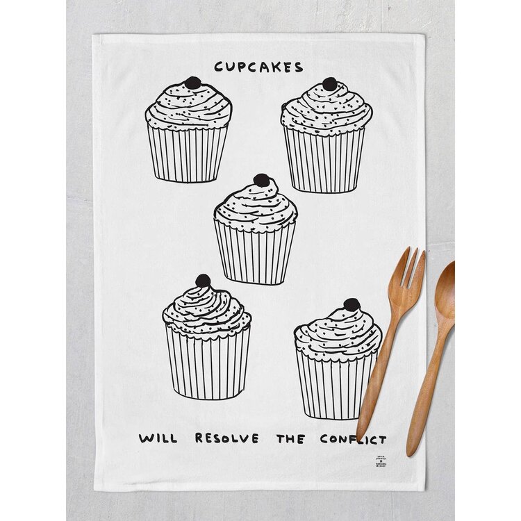 David Shrigley Cupcakes Tea Towel