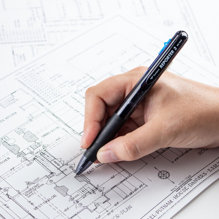 Tombow Reporter 3-Color Ballpoint Pen, Smoke