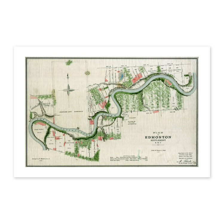 Vivid Archives Plan of Edmonton 1883 Map