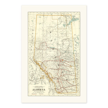 Vivid Print Map of Alberta 1930