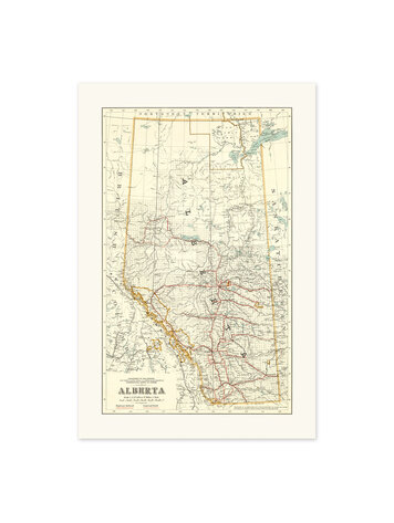Vivid Print Map of Alberta 1930