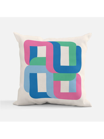 Bee Waeland Geometric Cushion Cube Cool + Pink Green Head