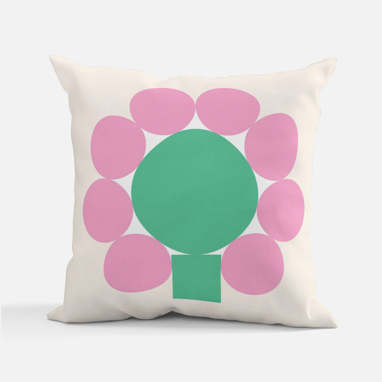 Bee Waeland Geometric Cushion Cube Cool + Pink Green Head