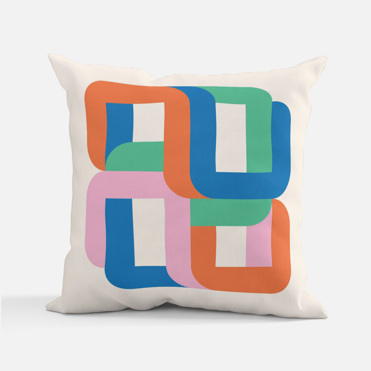 Bee Waeland Geometric Cushion Cube Warm + Green Groove