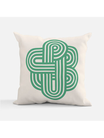 Bee Waeland Geometric Cushion Cube Warm + Green Groove