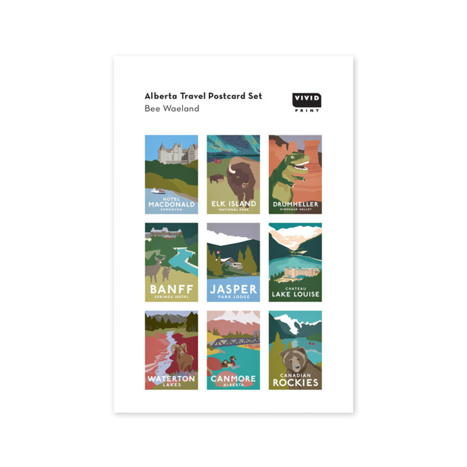 Faces in the forest 森の仲間たち : postcard b… Bee Waeland | Mountain Parks Postcard Set | Vivid Print | Bee Waeland