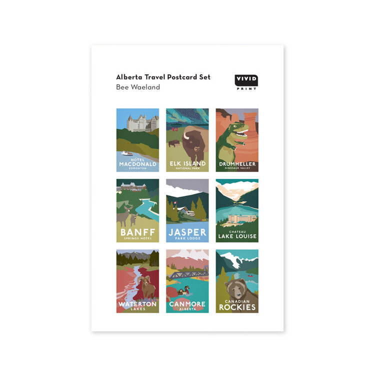 Bee Waeland Alberta Travel Postcard Set