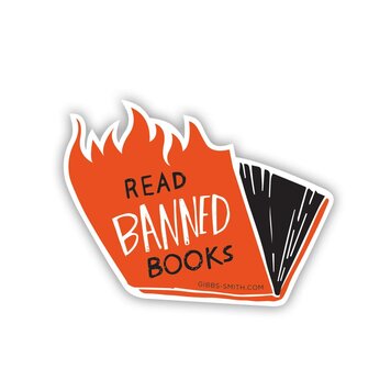 Banned Books (flames) Sticker