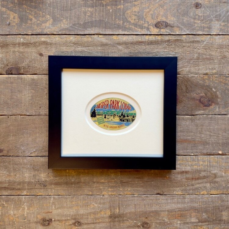 Vivid Vintage Jasper Park Lodge Framed Vintage Luggage Label