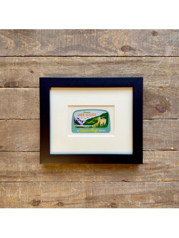 Vivid Vintage Canadian Pacific Chateau Lake Louise Hotel Framed Vintage Luggage Label