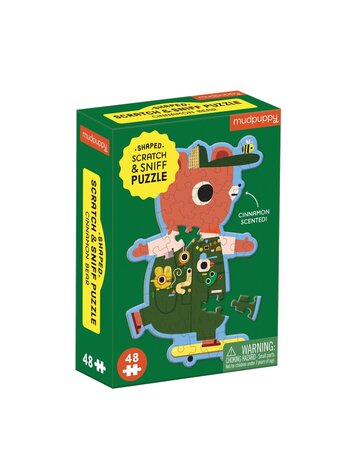 Mudpuppy Cinnamon Bear 48 Piece Scratch and Sniff Shaped Mini Puzzle