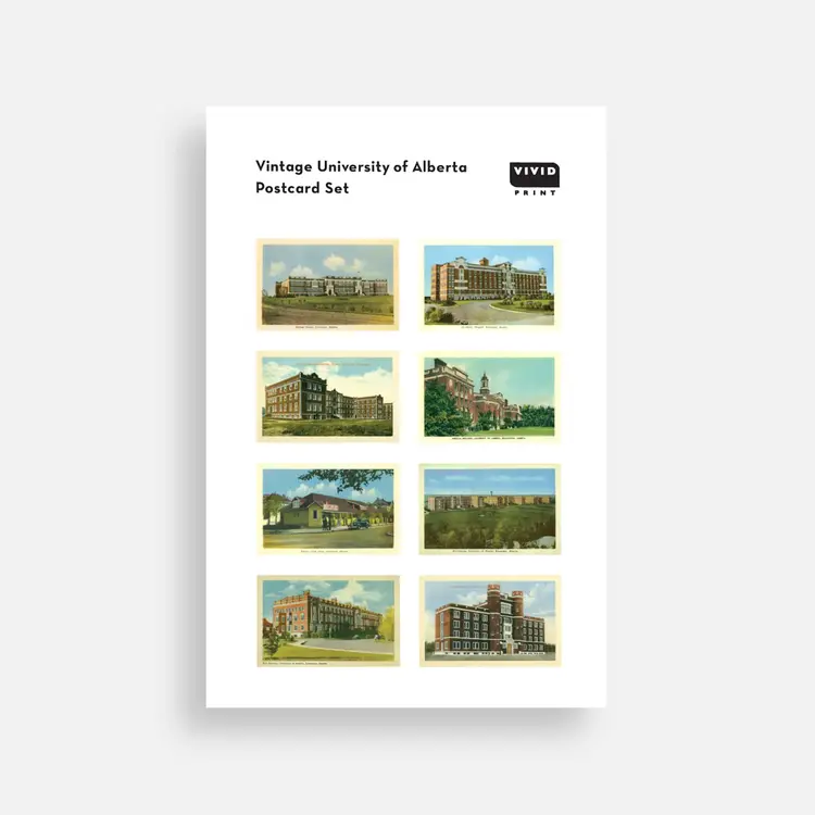 Vivid Print Vintage University of Alberta  Postcard Set