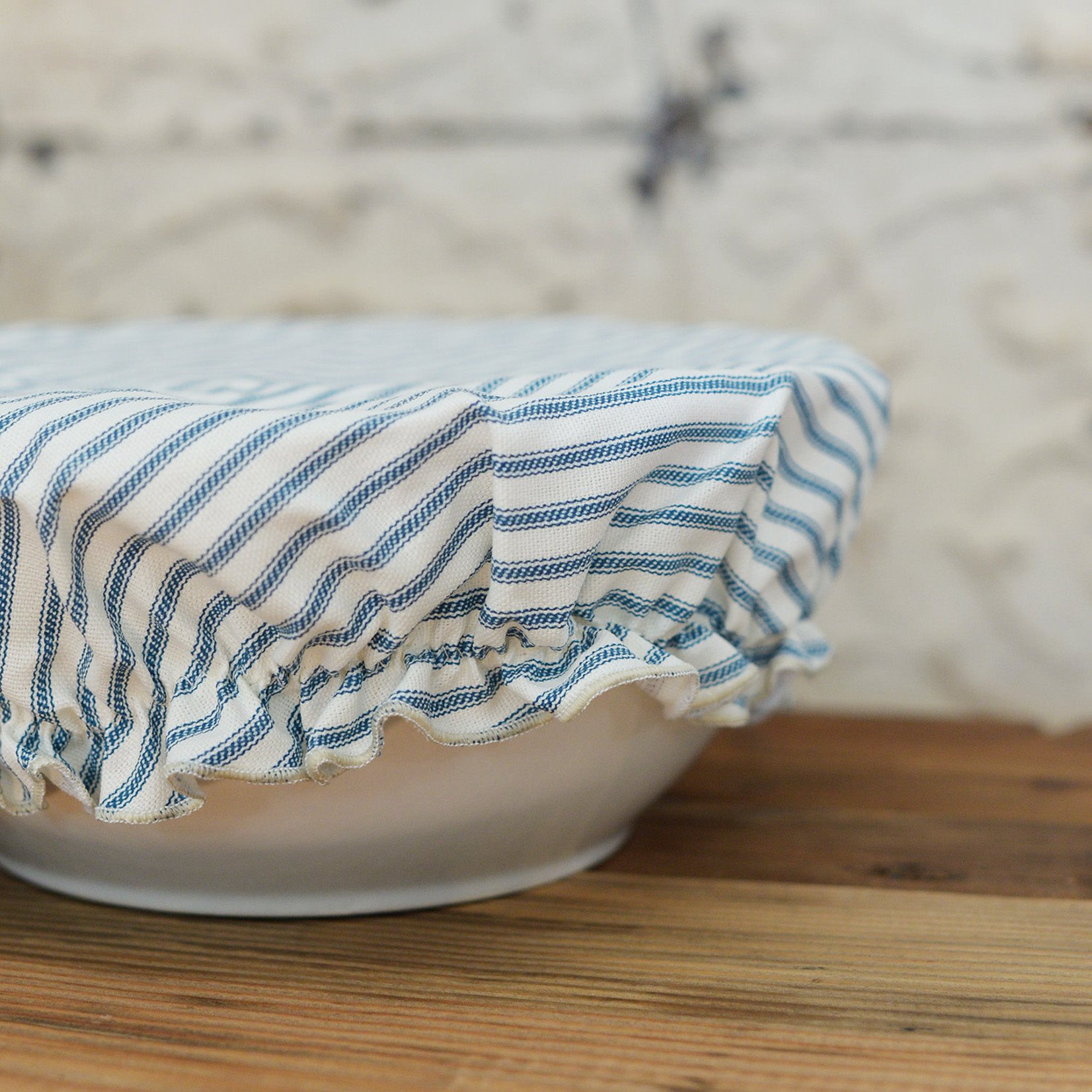 Blue Ticking Bowl Cover- Large