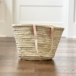 Long Handle French Market Basket (M) - Undyed Leather