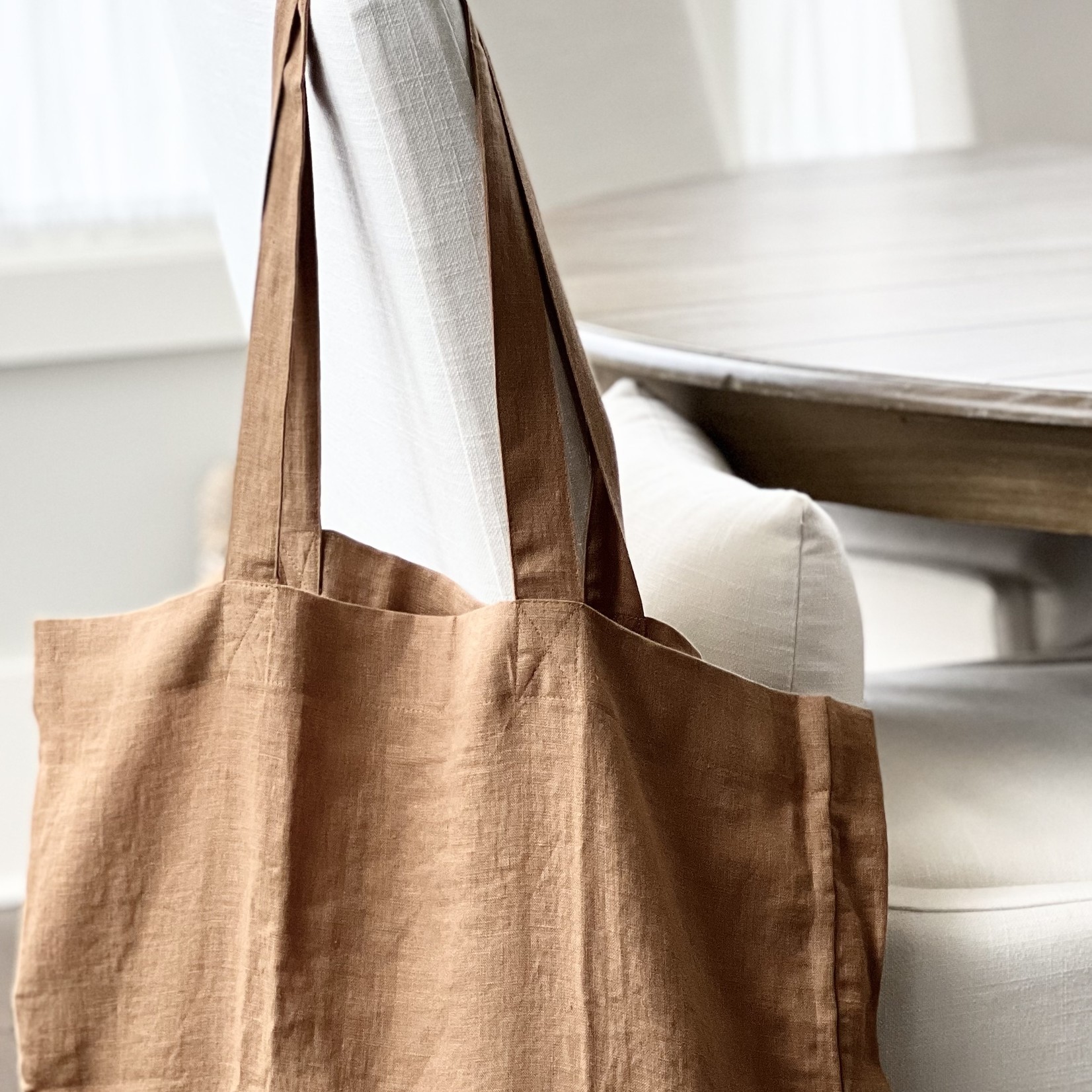 Large European Linen Tote Bag - Clay