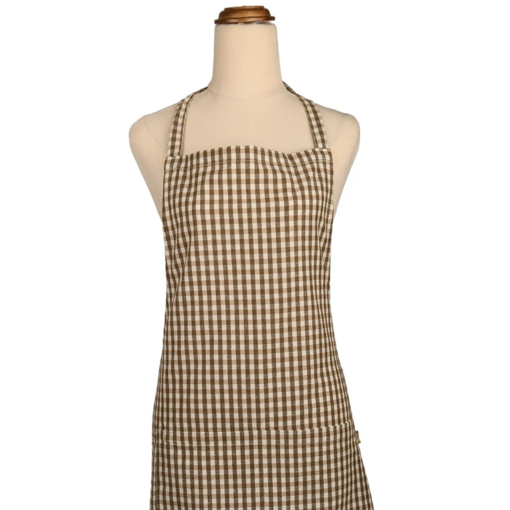 Gingham Apron - Earth Brown