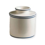 Butter Bell Crock - White  & French Blue Trim