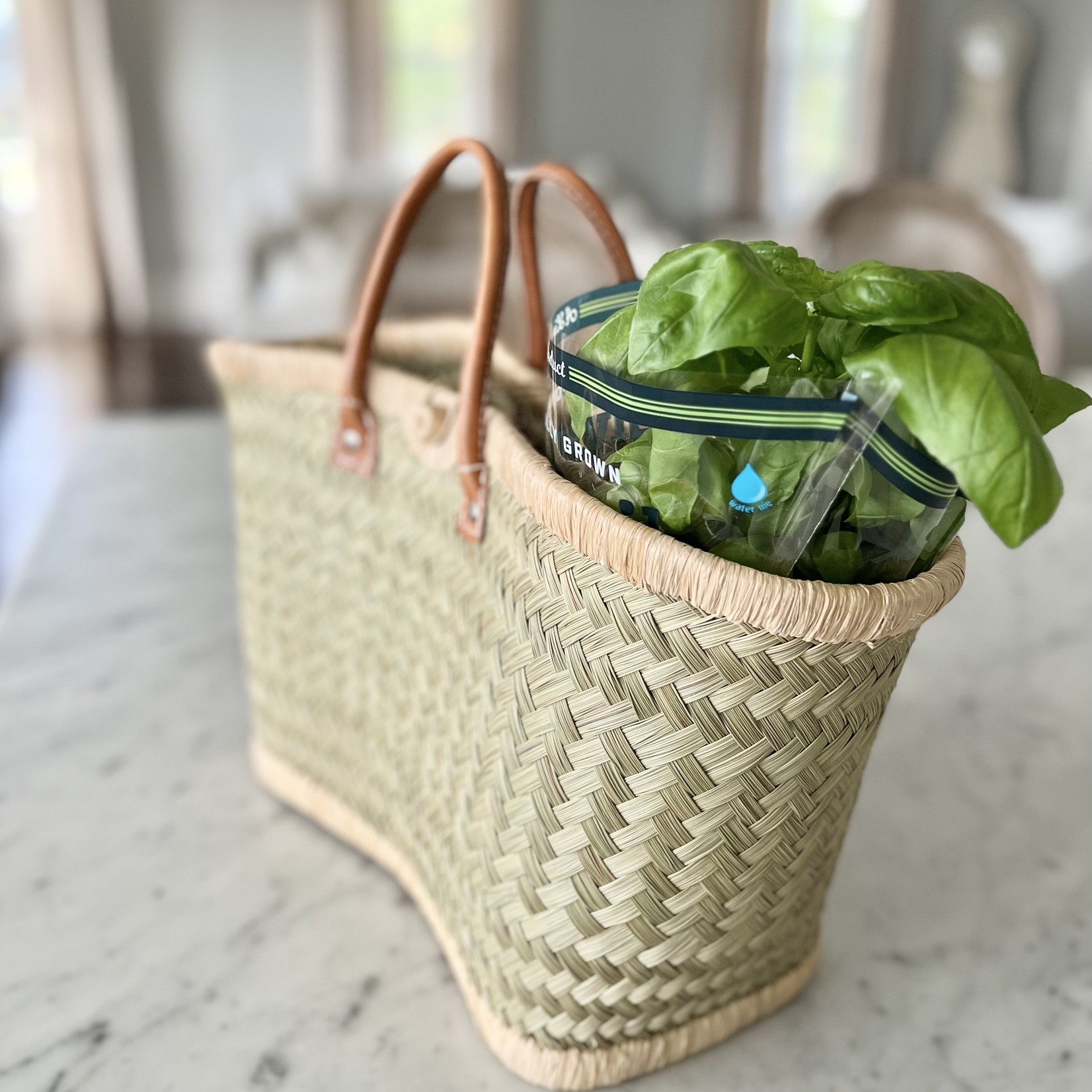 Tall wicker basket with handles - Large - French Mercantile