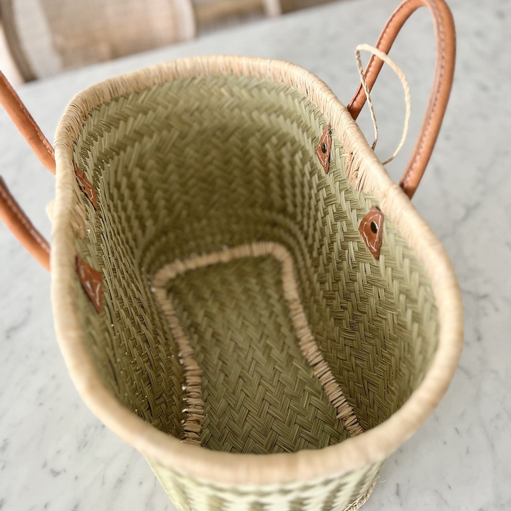 Tall wicker basket with handles - Large - French Mercantile