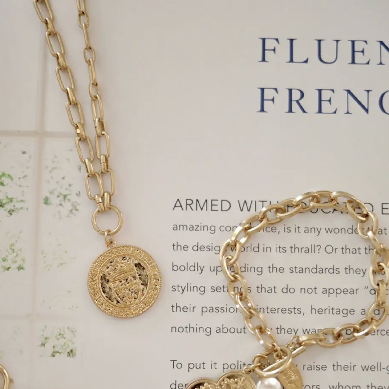 French Coin Necklace – Collarbone Jewelry