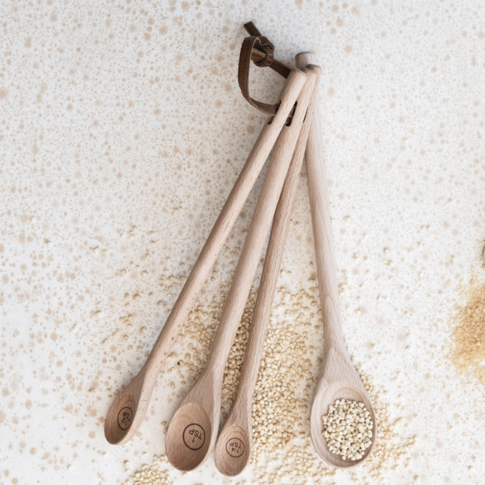 Carved Beech Wood Measuring Spoons | Set of 4