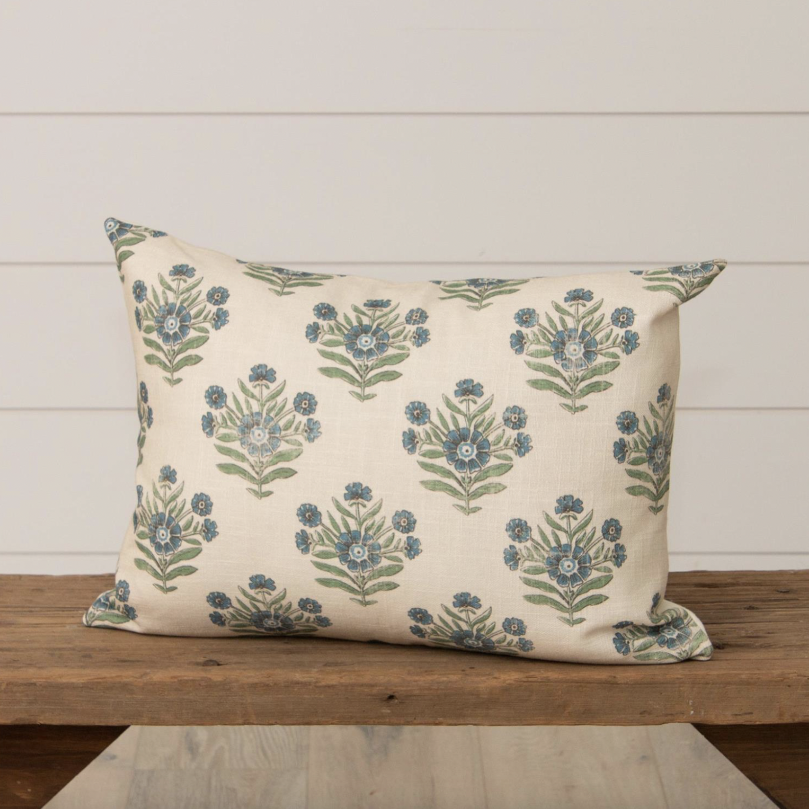 Lumbar Pillow |  French Blue Block Print Silhouette