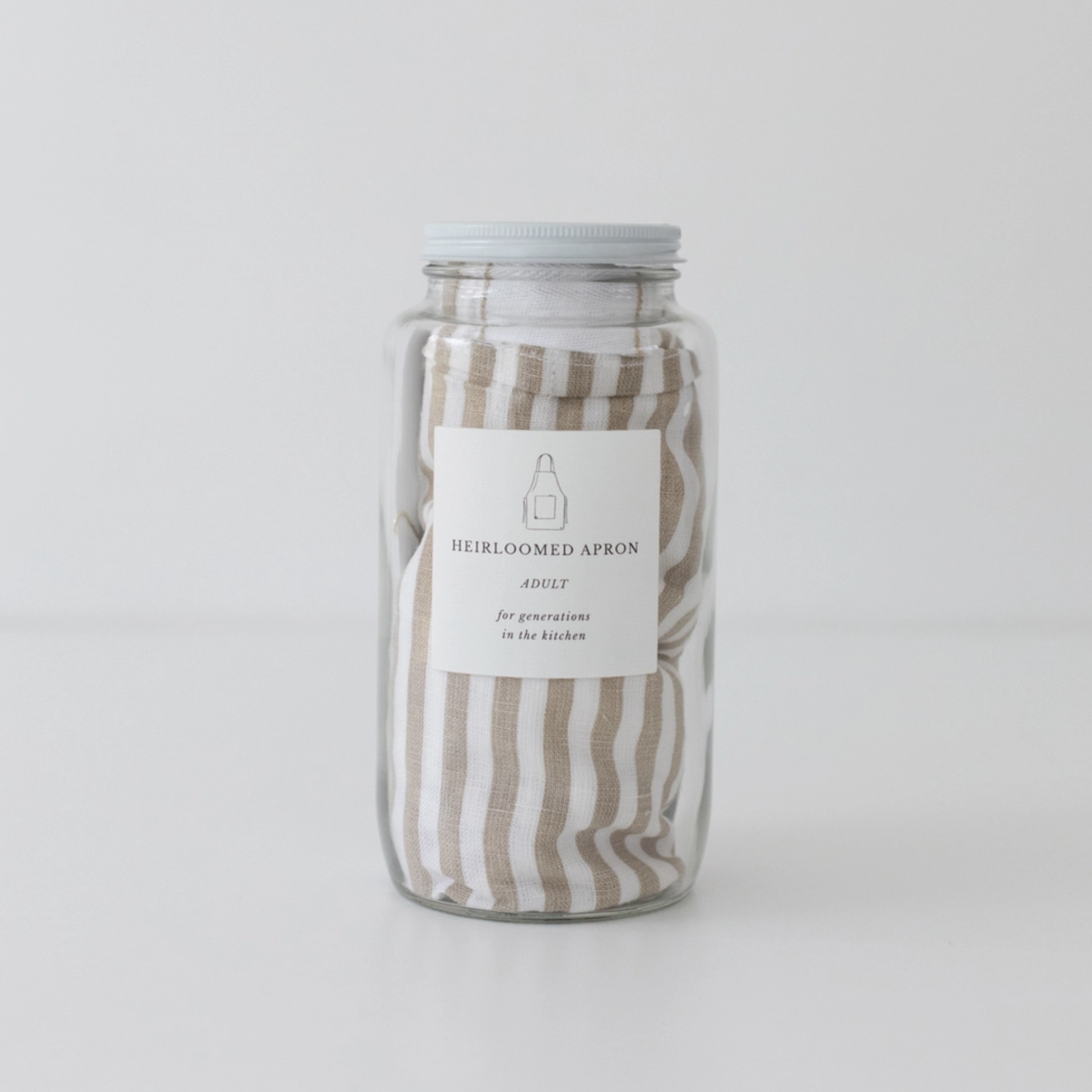 Keepsake Jar Linen Adult Bistro Apron | Oatmeal Stripe