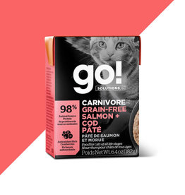 GO Petcurean GO! Carnivore Tetra Pack Grain Free Salmon & Cod Cat Pate 6.4 oz