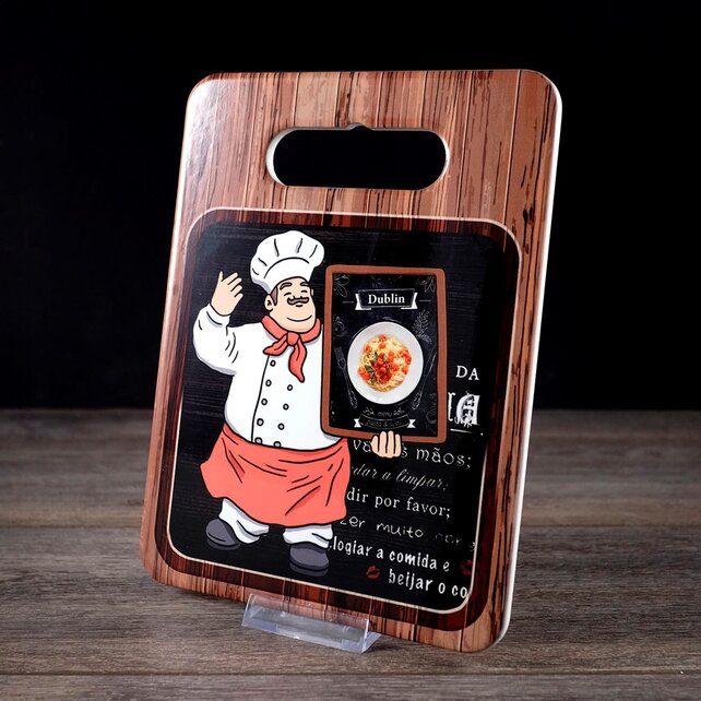 37-564-Square Cheese Board Chef Red Apron