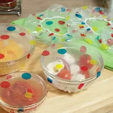 5284-Bowl Covers Set/6-Clear/Dots