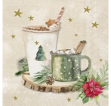 C1025460 Cocktail Napkin - Xmas Drinks-Cream