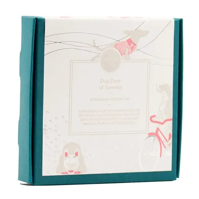 Dog Days of Summer Coaster - Premium Set of 8 Teal Box