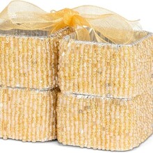 40-Glamour-Gold Beaded Napkin Rings Set/4-Gold