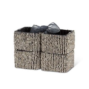 40-Glamour-Silver Beaded Napkin Ring-Set/4