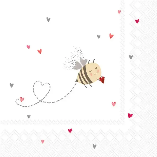 L988214 Luncheon Napkin-Bee My Valentine