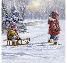 L1018200 Luncheon Napkin - Winter Sleigh Ride