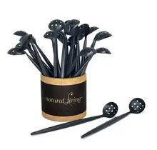 32516K Natural Living Olive Spoon -Black Metal